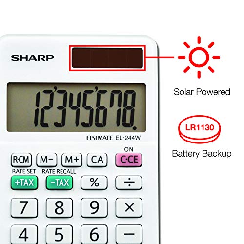 Sharp EL-244WB Business Calculator, White 2.125, 2.38 x 4.06 x 0.31 inches