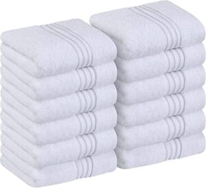 utopia towels 12 pack premium wash cloths set (12 x 12 inches) 100% cotton ring spun, highly absorbent and soft feel washcloths for bathroom, spa, gym, and face towel (white)