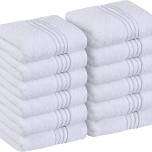 Utopia Towels 12 Pack Premium Wash Cloths Set (12 x 12 Inches) 100% Cotton Ring Spun, Highly Absorbent and Soft Feel Washcloths for Bathroom, Spa, Gym, and Face Towel (White)