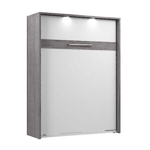 bestar, cielo collection, queen murphy bed with built-in led lights (bark grey & white)