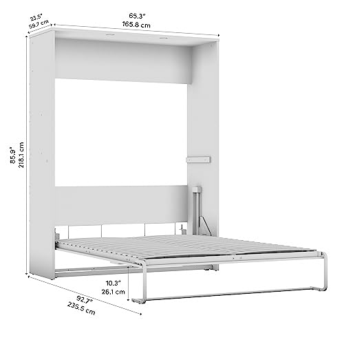 Bestar, Cielo Collection, Queen Murphy Bed with Built-in LED Lights (Bark Grey & White)