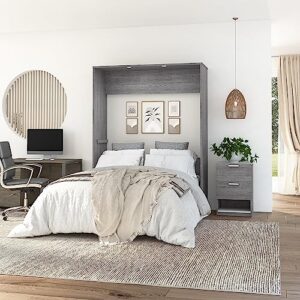 Bestar, Cielo Collection, Queen Murphy Bed with Built-in LED Lights (Bark Grey & White)