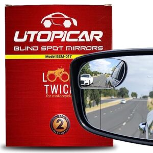 utopicar blind spot car mirror - convex blindspot mirrors for 3x larger image, engineered design for side mirror (blindspot), frameless car blind spot mirror - rear view blind spot mirrors (2 pack)