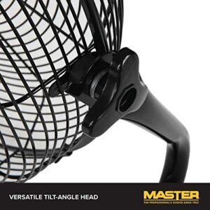 MASTER 20 Inch Industrial High Velocity Floor Fan - Direct Drive, All-Metal Construction with Steel-Coated Safety Grill, 3 Speed Settings (MAC-20F)