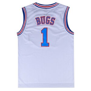 borolin mens basketball jersey bugs #1 space jersey (white, x-large)