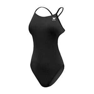TYR Women's Standard Durafast Elite Cutoutfit Swimsuit, Black, 34