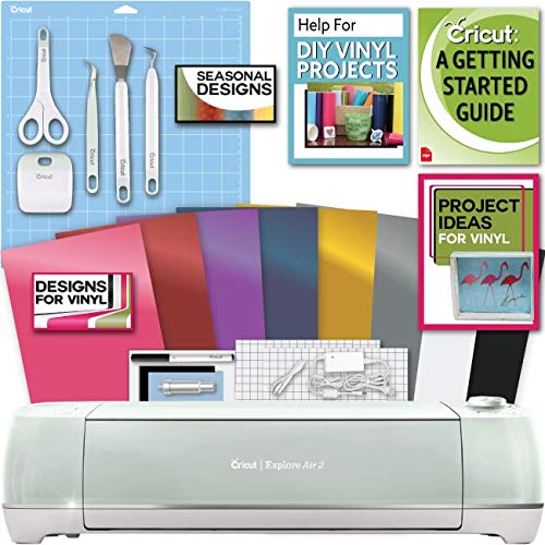 Cricut Explore Air 2 Machine Bundle - Beginner Guide, Tool Kit, Vinyl Pack, Designs & Project Inspiration