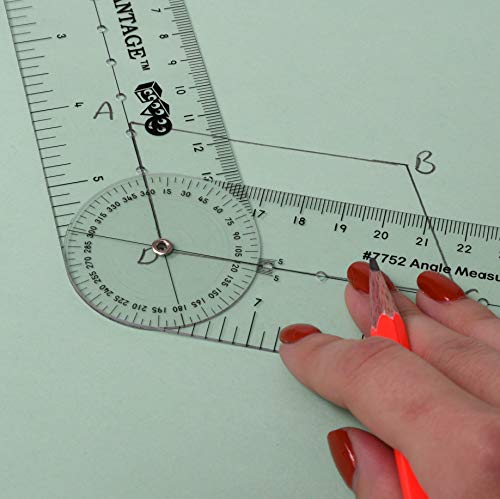 LEARNING ADVANTAGE-7752 Angle Measurement Ruler - Clear, Flexible and Adjustable Geometry Measuring Tool - Measure Angles to 360 Degrees and Lines to 12"