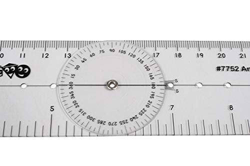 LEARNING ADVANTAGE-7752 Angle Measurement Ruler - Clear, Flexible and Adjustable Geometry Measuring Tool - Measure Angles to 360 Degrees and Lines to 12"
