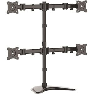 startech.com quad monitor stand - articulating - supports monitors 13” to 27” - adjustable vesa four monitor stand for 4 screen setup - steel - black (armbarquad)