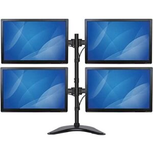 StarTech.com Quad Monitor Stand - Articulating - Supports Monitors 13” to 27” - Adjustable VESA Four Monitor Stand for 4 Screen Setup - Steel - Black (ARMBARQUAD)