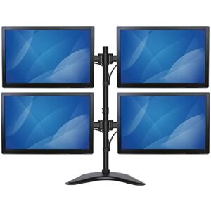 StarTech.com Quad Monitor Stand - Articulating - Supports Monitors 13” to 27” - Adjustable VESA Four Monitor Stand for 4 Screen Setup - Steel - Black (ARMBARQUAD)