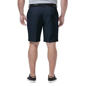 Haggar Men's Cool 18 Pro Straight Fit Pleat Front 4-Way Stretch Expandable Waist Short with Big & Tall Sizes, Navy, 44