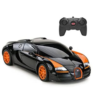 RASTAR RC Car | 1:24 Bugatti Veyron 16.4 Grand Sport Vitesse Radio Remote Control Racing Toy Car Model Vehicle, Black/Orange