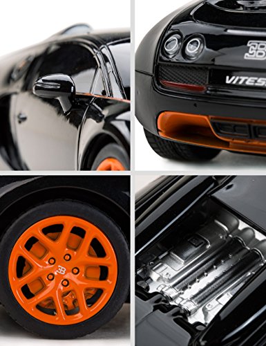 RASTAR RC Car | 1:24 Bugatti Veyron 16.4 Grand Sport Vitesse Radio Remote Control Racing Toy Car Model Vehicle, Black/Orange