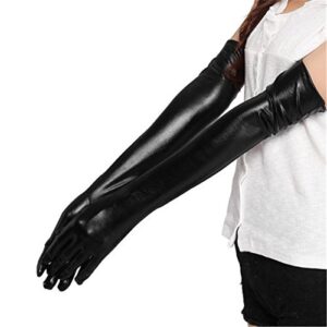 LOVARTS BEAUTY Long Women Opera Party Flapper Evening Satin Gloves Stretchy Adult Size Elbow Length 21in/53cm (Black-54cm/21in)