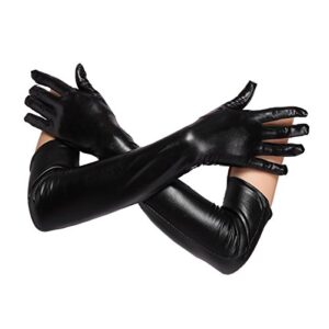 lovarts beauty long women opera party flapper evening satin gloves stretchy adult size elbow length 21in/53cm (black-54cm/21in)