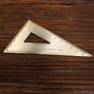 CKLT Gold Brass Triangle Ruler, Thickness 0.08inch Durable Set Square, Stationery Math Geometry Gift for Students and Children (Set Square)