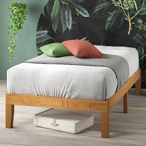 zinus moiz wood platform bed frame / wood slat support / no box spring needed / easy assembly, natural, twin