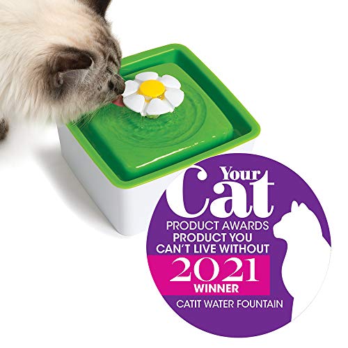 Catit 2.0 Mini Flower Drinking Fountain – Cat Water Fountain with Triple Filter and Ergonomic Drinking Options,Green