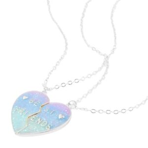 claire's best friends purple glitter ombre split heart necklaces - 2 pack