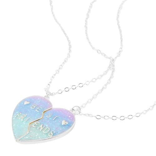 Claire's Best Friends Purple Glitter Ombre Split Heart Necklaces - 2 Pack