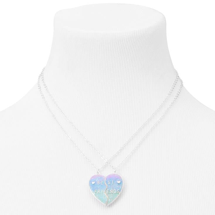 Claire's Best Friends Purple Glitter Ombre Split Heart Necklaces - 2 Pack