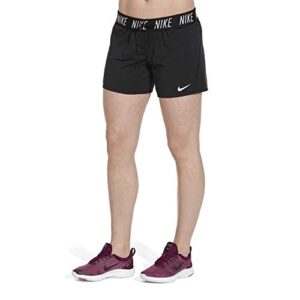nike women's dry training shorts, sweat-wicking running shorts women need for high intensity comfort, black/white, l