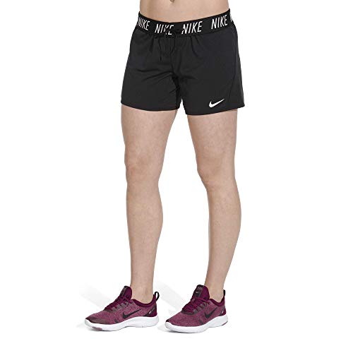 Nike Women's Dry Training Shorts, Sweat-Wicking Running Shorts Women Need for High Intensity Comfort, Black/White, L