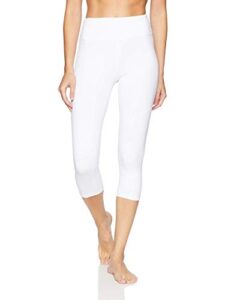 splendor flying women's yoga capri legging inner pocket non see-through fabric leggings, sfv074 white, x-large