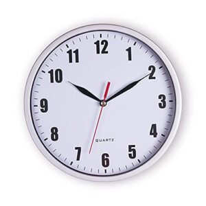 sac smarten arts 8" silent quartz wall clock non-ticking digital silver wall clocks