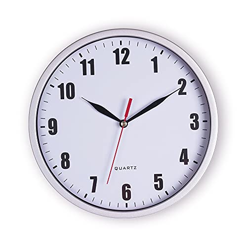 SAC SMARTEN ARTS 8" Silent Quartz Wall Clock Non-Ticking Digital Silver Wall Clocks