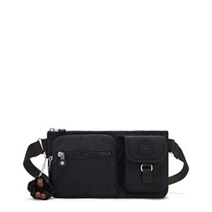 kipling women's presto pack, waist strap with clip closure, nylon small travel handbag, black tonal, 11.25''l x 6.5''h x 1.25''d