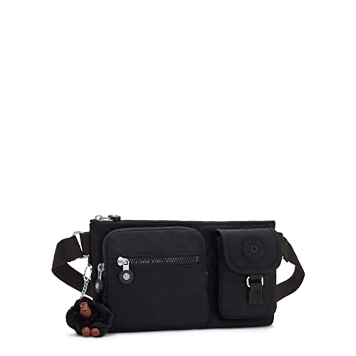 Kipling Women's Presto Pack, Waist Strap with Clip Closure, Nylon Small Travel Handbag, Black Tonal, 11.25''L x 6.5''H x 1.25''D