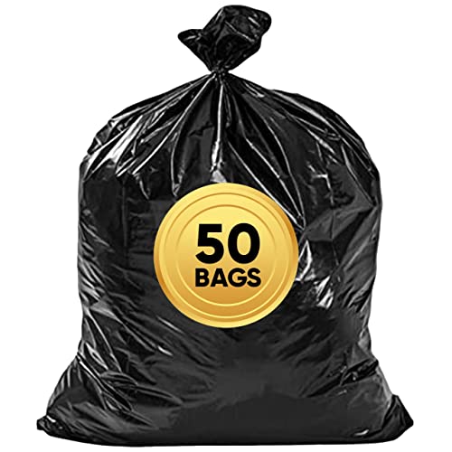 Veska 55 Gallon Trash Bags, (Value Pack 50 Bags w/Ties) Large Trash Bags 55 Gallon, Lawn and Leaf Bags, Extra Large Trash Can Liners, 50 Gallon Trash Bags, 60 Gallon Trash Bags, 55 Gal Trash Bags.