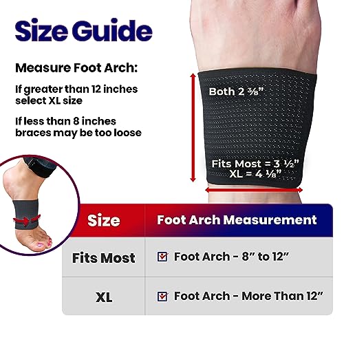 Plantar Fasciitis Arch Supports - Compression Sleeves Foot Brace For Heel Pain, Bone Spurs, Flat Feet, High Arches Copper Infused Plantar Fasciitis Relief Bands Women Men Under or Over Socks Fits Most