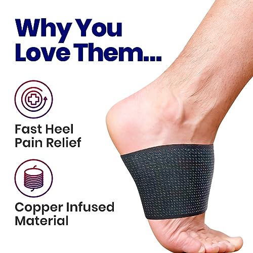 Plantar Fasciitis Arch Supports - Compression Sleeves Foot Brace For Heel Pain, Bone Spurs, Flat Feet, High Arches Copper Infused Plantar Fasciitis Relief Bands Women Men Under or Over Socks Fits Most