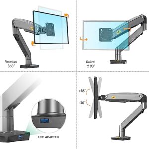 NB North Bayou Monitor Arm Desk Mount Ultra Wide Full Motion Swivel Long Arm with Gas Spring for 22''-35''Monitors from 6.6 to 26.4lbs Height Adjustable Monitor Mount Stand G70