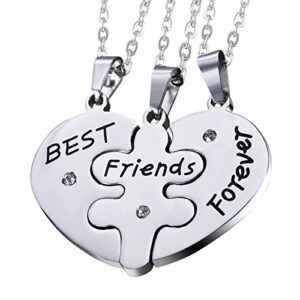 oidea sets of 3pcs stainless steel friendship best friends forever messages puzzle necklaces for mother's day gifts,with chains included