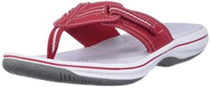 clarks women's brinkley jazz flip flop, red synthetic, 7 medium us