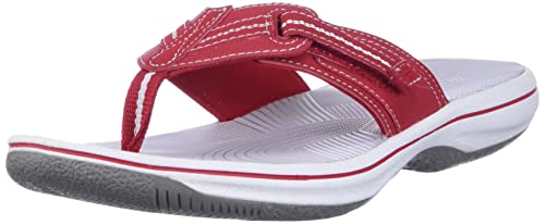 Clarks Women's Brinkley Jazz Flip Flop, red Synthetic, 7 Medium US