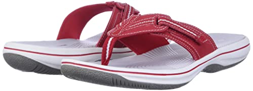 Clarks Women's Brinkley Jazz Flip Flop, red Synthetic, 7 Medium US