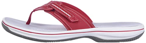 Clarks Women's Brinkley Jazz Flip Flop, red Synthetic, 7 Medium US