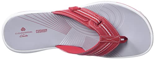 Clarks Women's Brinkley Jazz Flip Flop, red Synthetic, 7 Medium US