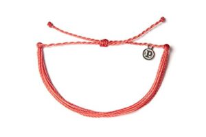 pura vida solid coral bracelet - handcrafted with iron-coated copper charm - wax-coated, 100% waterproof