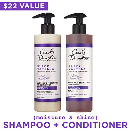 Carol's Daughter Black Vanilla Curly Hair Shampoo and Conditioner Set - Made with Shea Butter, Biotin, and Rosemary (2 Product Kit)