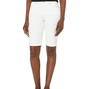 NYDJ Women's Briella Roll Cuff Jean Long Slimming Denim Shorts, Optic White, 12