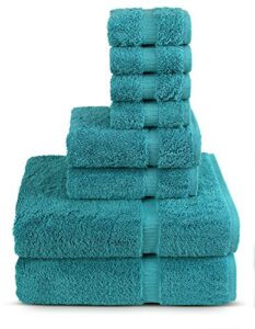 turkuoise turkish towel % 100 cotton turkish luxury and super soft towels - 2-piece 27x54 bath towels - 2-piece 16x30 inches hand towels - 4-piece 13x13 inches washcloths - bathroom towel sets