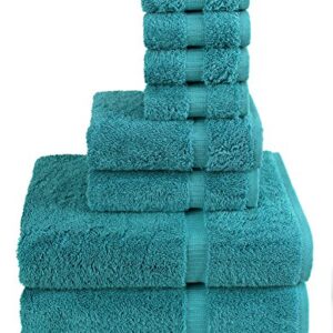 TURKUOISE TURKISH TOWEL % 100 Cotton Turkish Luxury and Super Soft Towels - 2-Piece 27x54 Bath Towels - 2-Piece 16x30 inches Hand Towels - 4-Piece 13x13 inches Washcloths - Bathroom Towel Sets