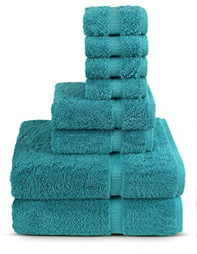 TURKUOISE TURKISH TOWEL % 100 Cotton Turkish Luxury and Super Soft Towels - 2-Piece 27x54 Bath Towels - 2-Piece 16x30 inches Hand Towels - 4-Piece 13x13 inches Washcloths - Bathroom Towel Sets